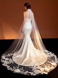 Veil&Vow Ethereal Floor-Length Floral Embroidery Bridal Veil