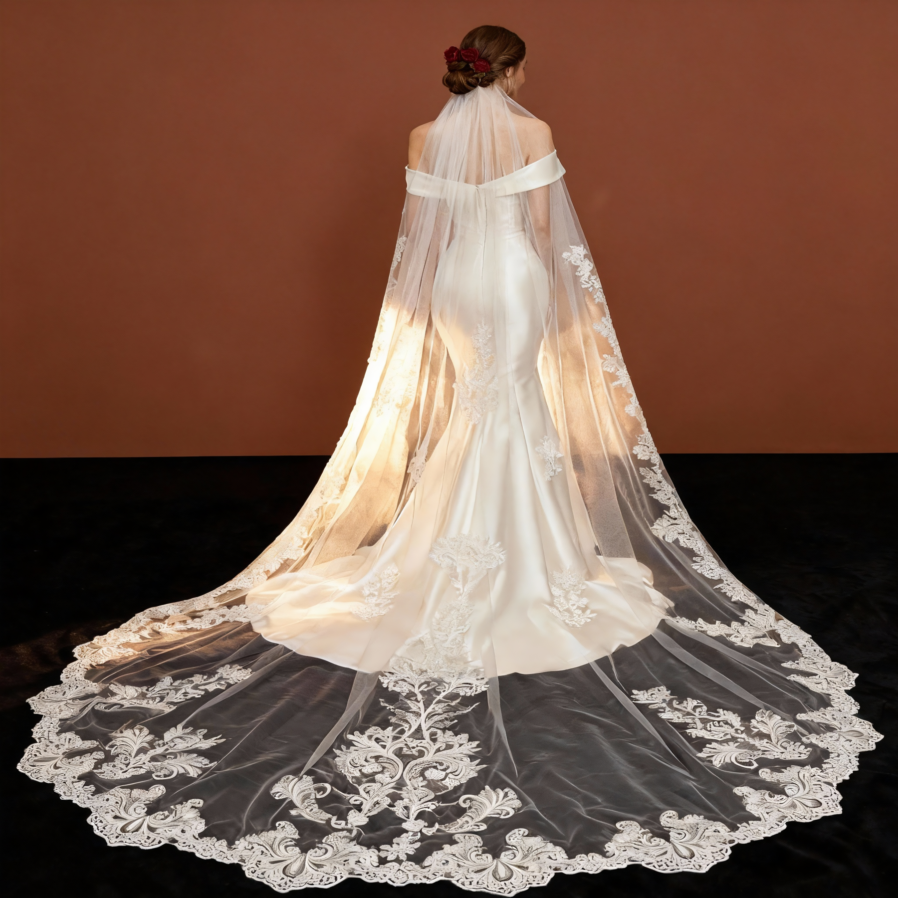Veil&Vow Luxury Cathedral Length Bridal Veil | Elegant High-End Bride Veil for Luxe Wedding Ceremonies